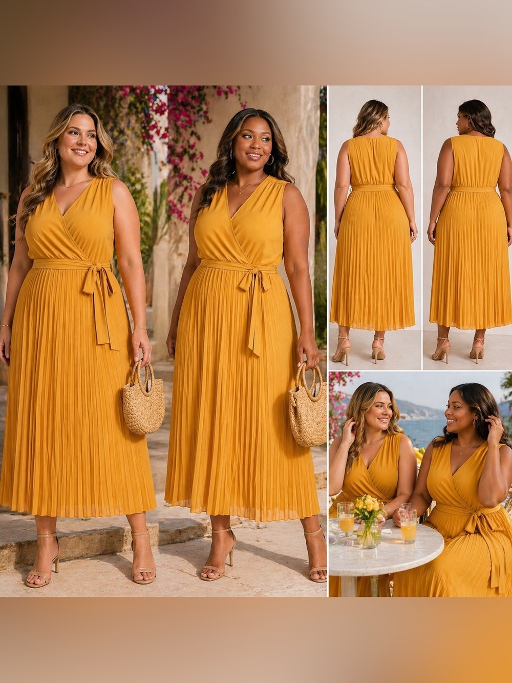 ✨ NEW Mustard Pleated Maxi Dress 2XL | Vacation Brunch Chic NWT